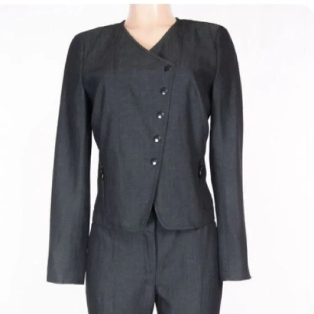 AKRIS PUNTO - Wool & Flax Blazer in Grey Polkadot
